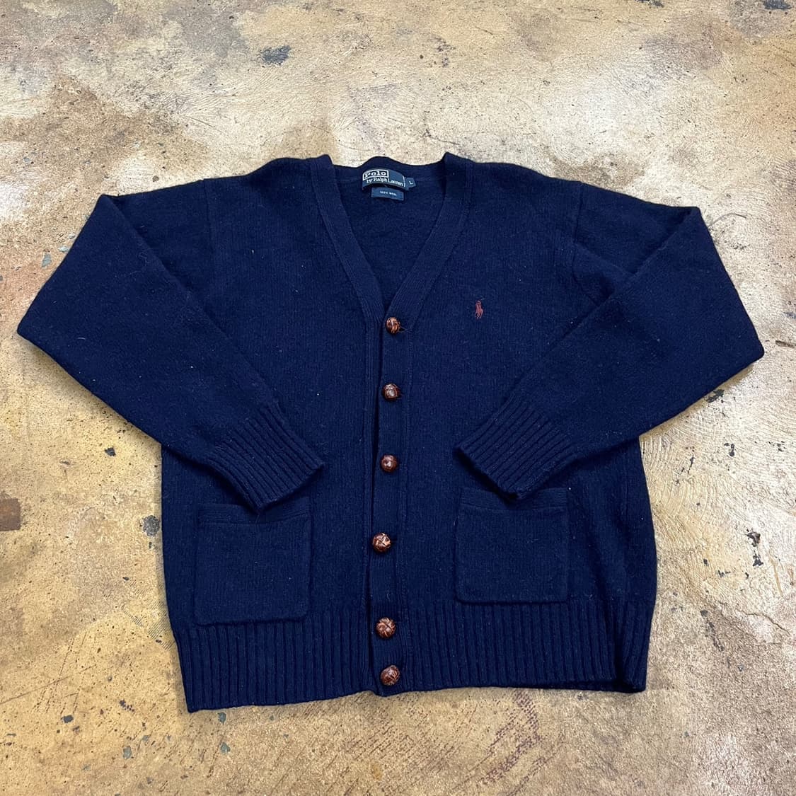 폴로 네이비 브이넥 니트 가디건 상품이미지2