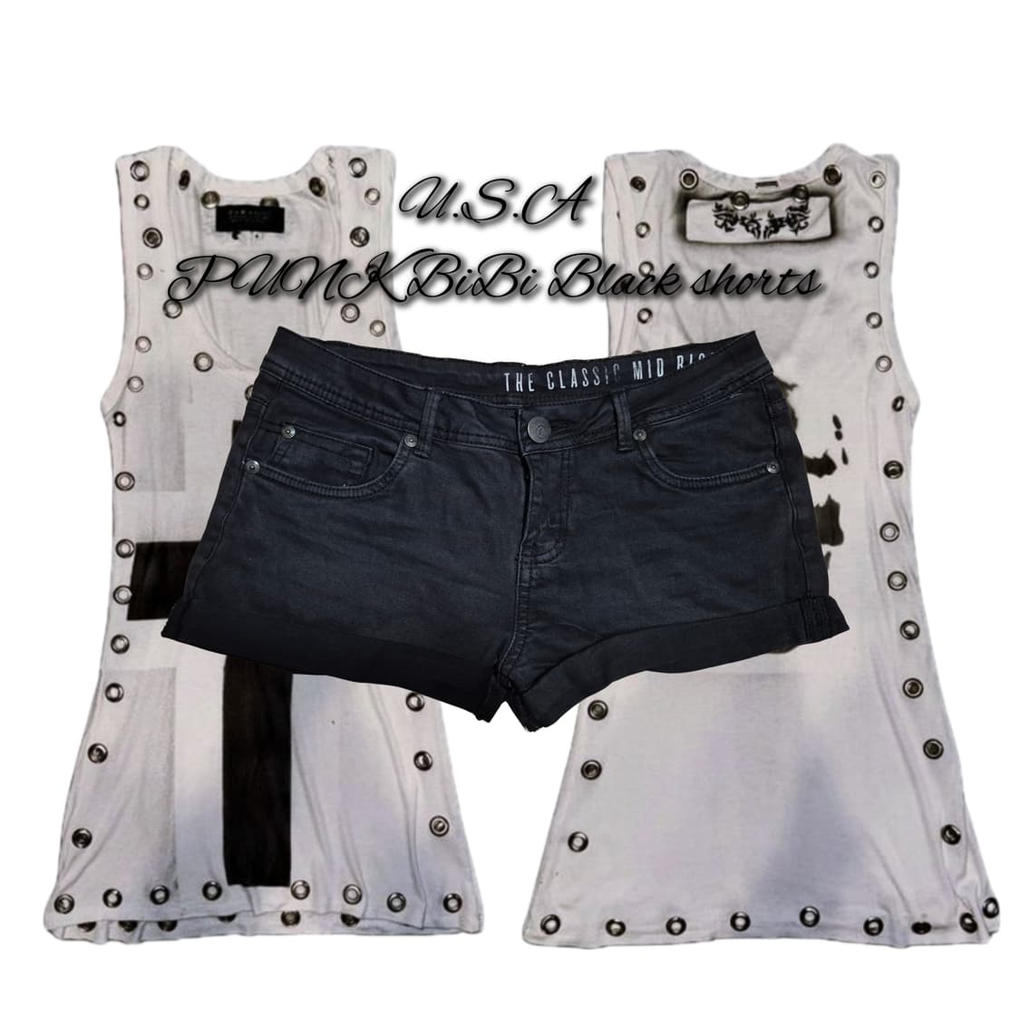 U.S.A PUNK BiBi Black shorts 상품이미지1