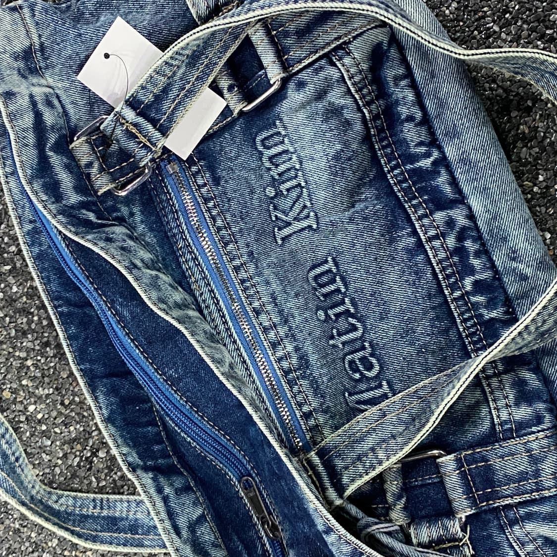 마뗑킴 빅로고 워시드 데님 숄더백 B3449 상품이미지4