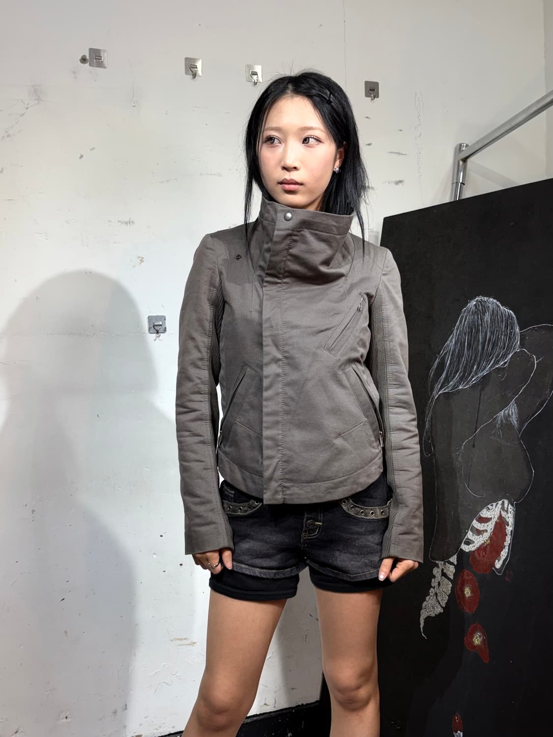 시스템 하이넥 카라 락시크 고딕 크롭 자켓 상품이미지3