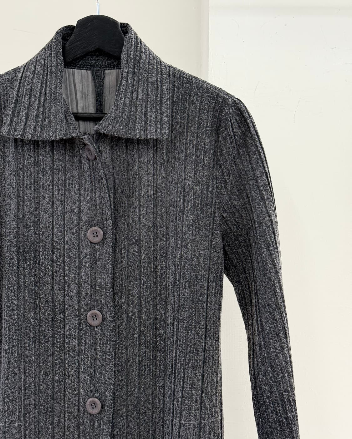 플리츠 플리즈 그레이 버튼업 롱 원피스 코트 상품이미지4