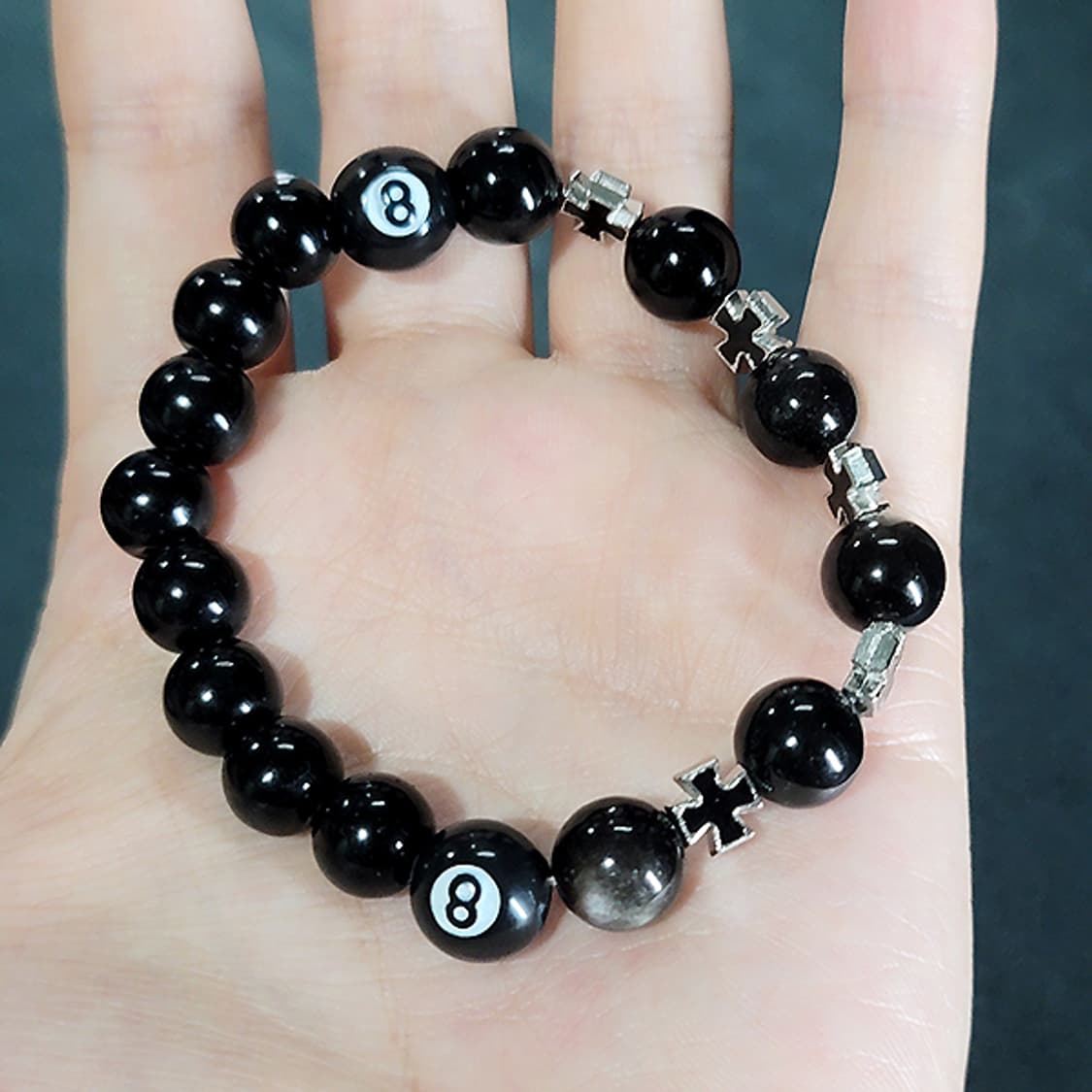 Omen8 옵시디언 10mm 남자 빈티지 원석 팔찌 상품이미지4