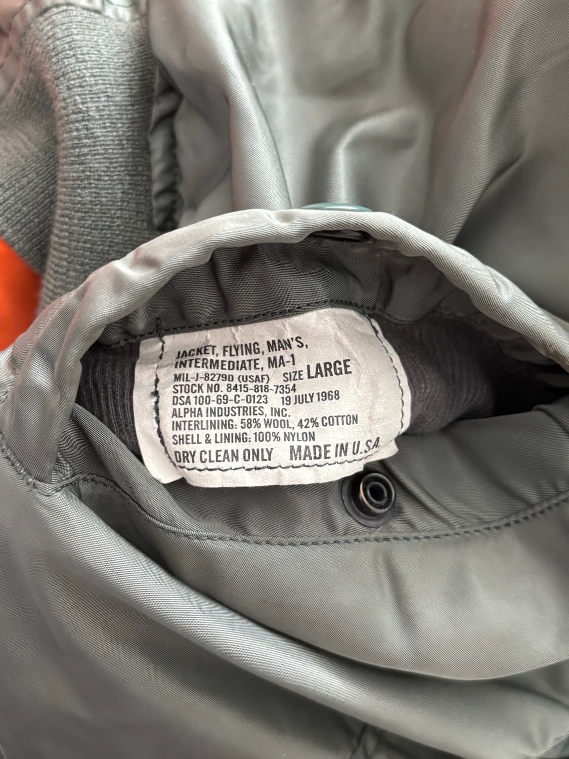 [복각] 알파 인더스트리 1968s 정밀 복각 MA-1 (L사이즈) 상품이미지8