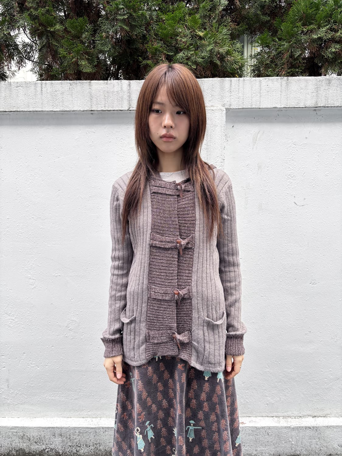 빈티지 인디핑크 토글 니트 가디건 상품이미지1