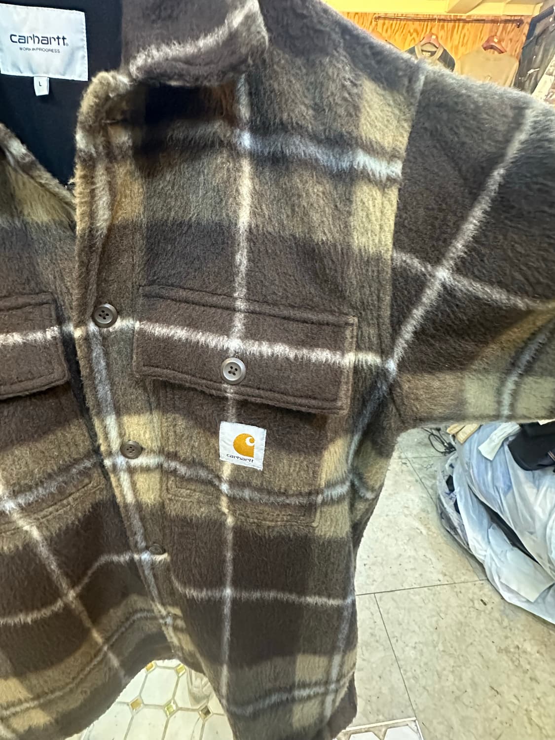 칼하트 브라운 체크 셔츠 자켓 상품이미지2