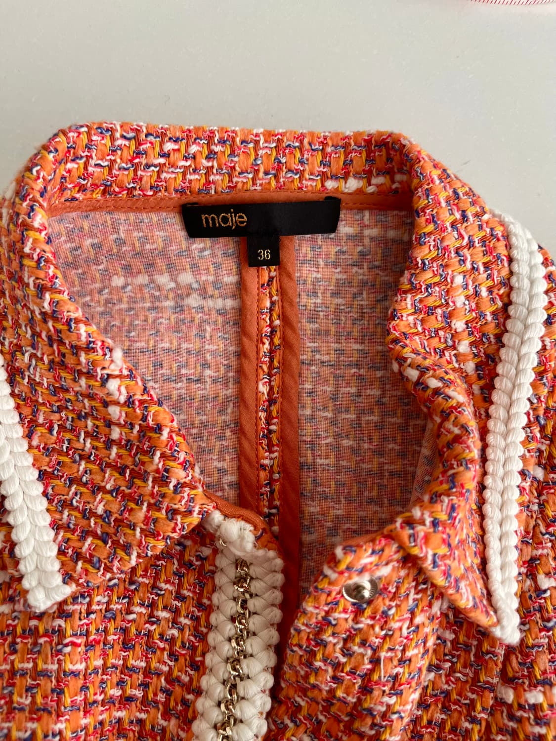36) 마쥬 maje 트위드 원피스 오렌지 상품이미지5