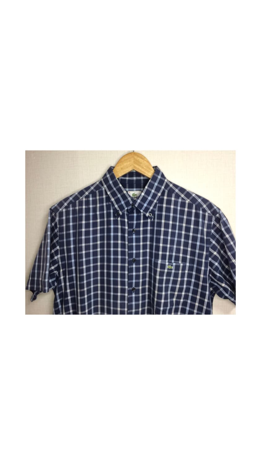 라코스테 네이비 체크 반팔 셔츠 상품이미지2