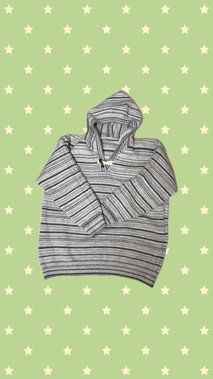 빈티지 사와코 모리걸 떡볶이후드 니트 스트라이프 상품이미지1