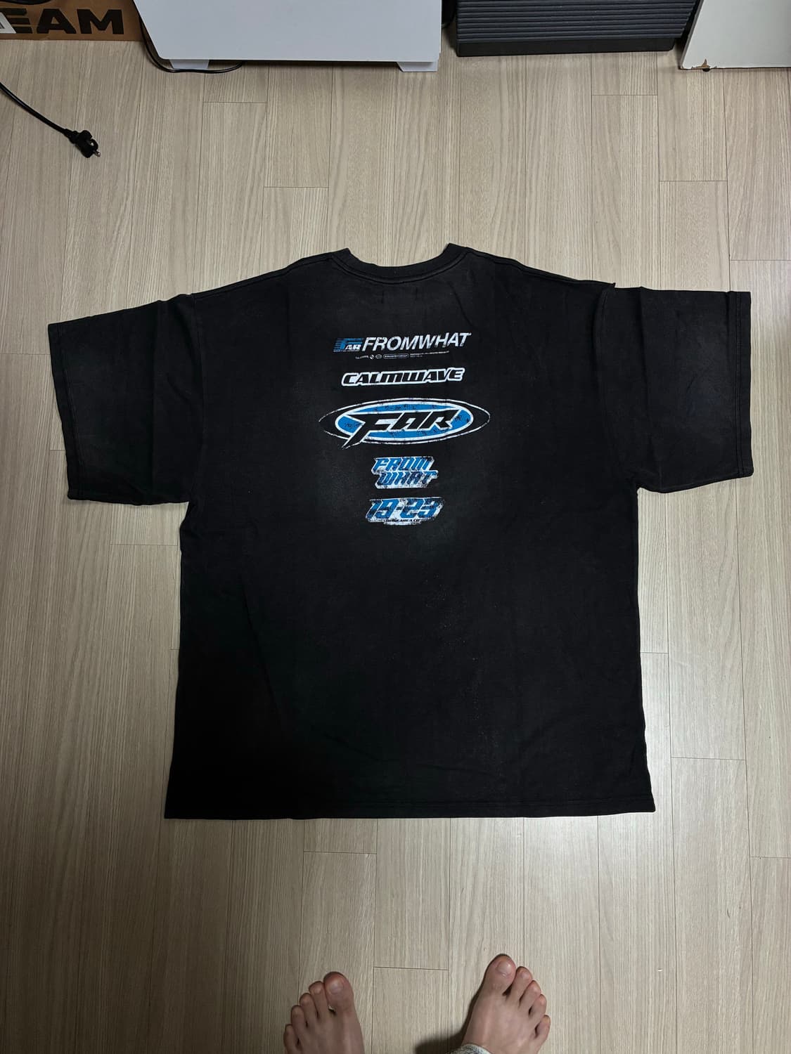 파프롬왓 파 워시드 로고 티셔츠 블랙 1사이즈 상품이미지4