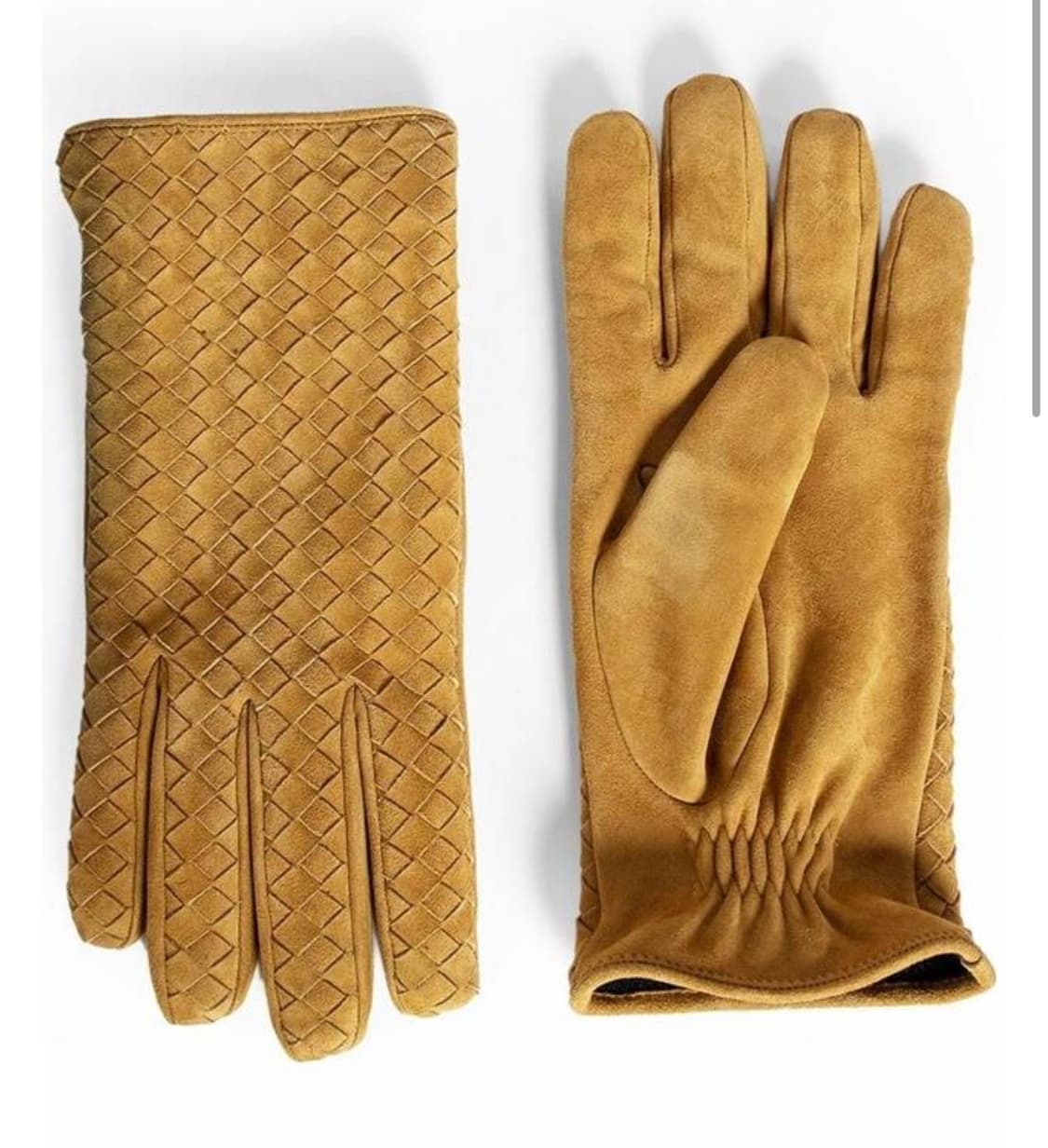 보테가 베네타 램스킨 스웨이드 장갑 머스타드 상품이미지1