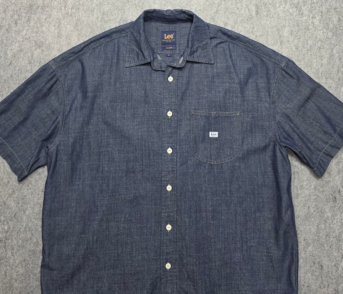 Lee 리 릴렉스핏 샴브레이 포켓 데님 반팔셔츠 M 상품이미지3
