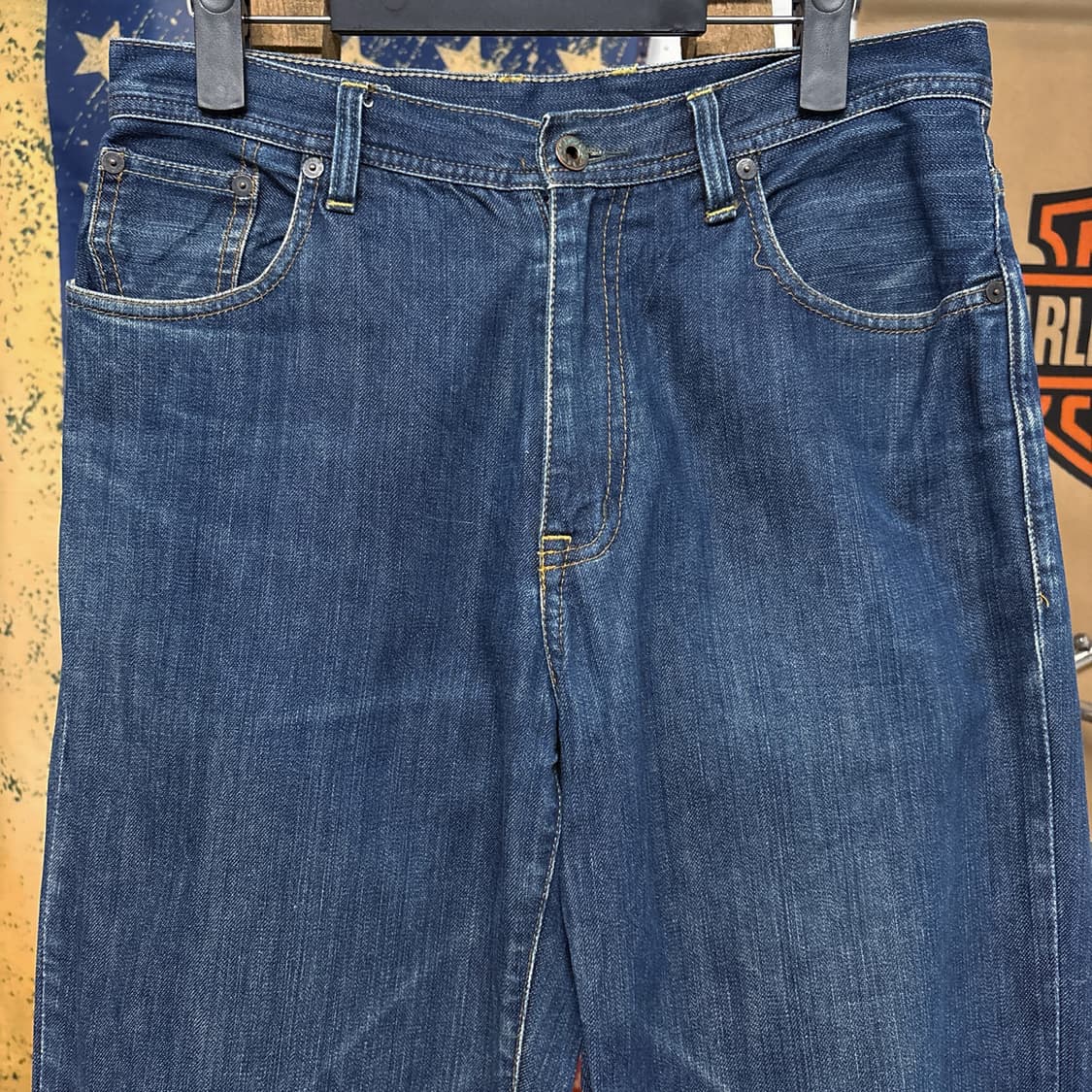 90s 폴로진스 브릭스톤 루즈핏 중청 데님팬츠 가죽탭 N586 상품이미지3