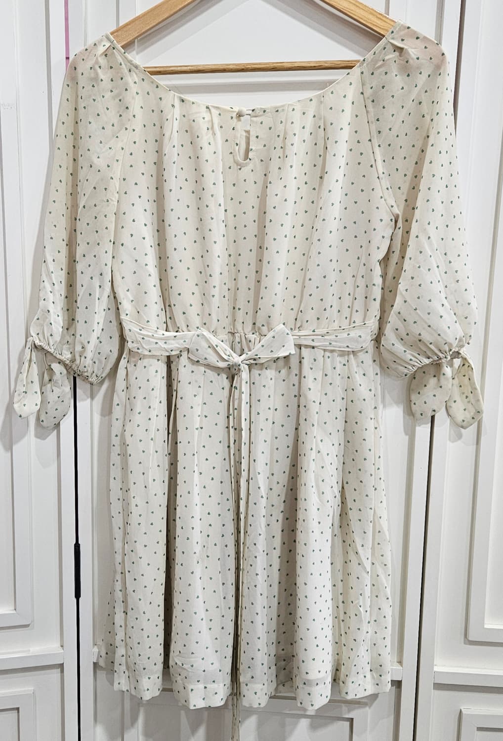 밀크티 민트하트 쉬폰 원피스 상품이미지6