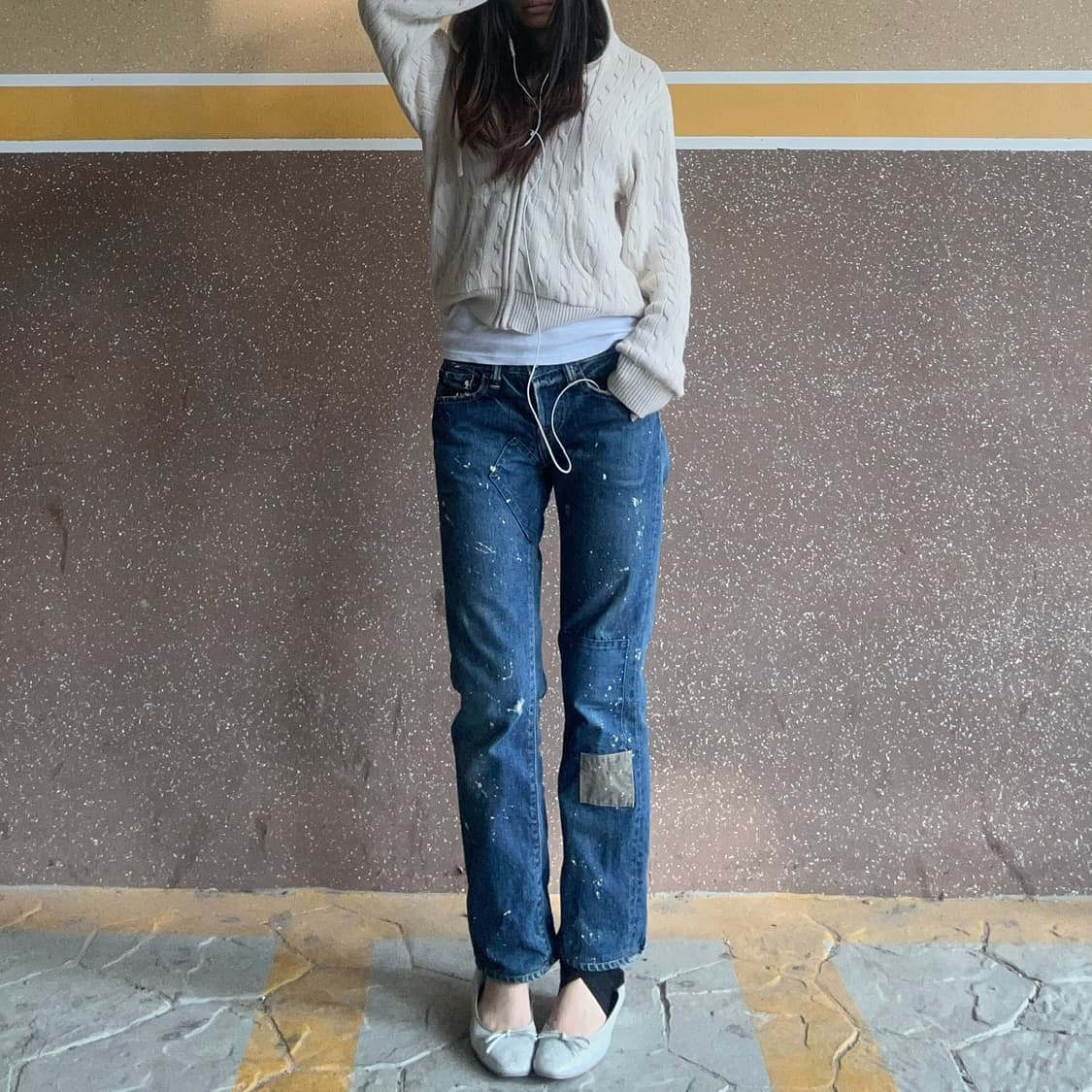 오어슬로우 청바지 패치워크 페인트 데님 상품이미지1
