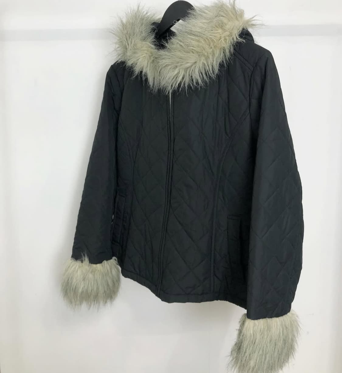 Black fur point quilting jk 상품이미지2