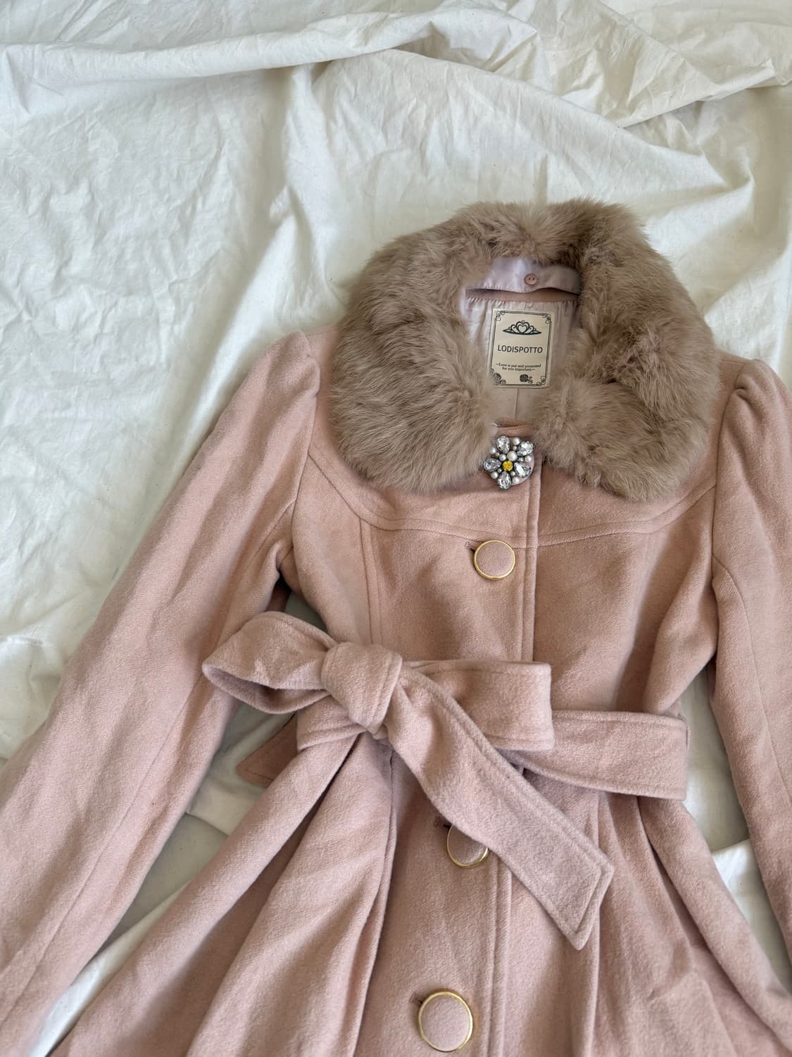 핑크베이지 달천 갸루 히메 로걀 퍼 울 코트 상품이미지2