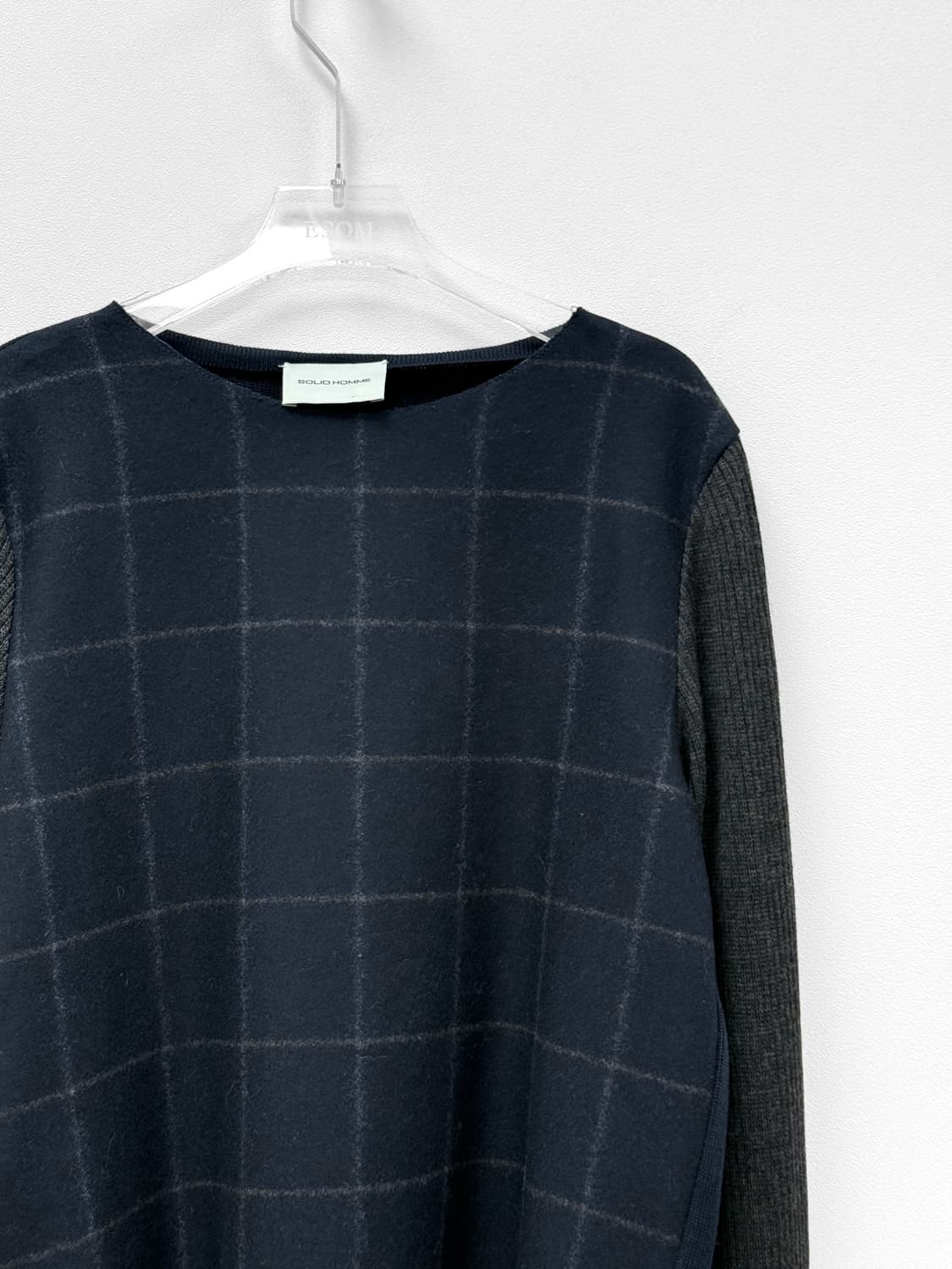Solid Homme Wool Blend Grid Knit Sweater 상품이미지2