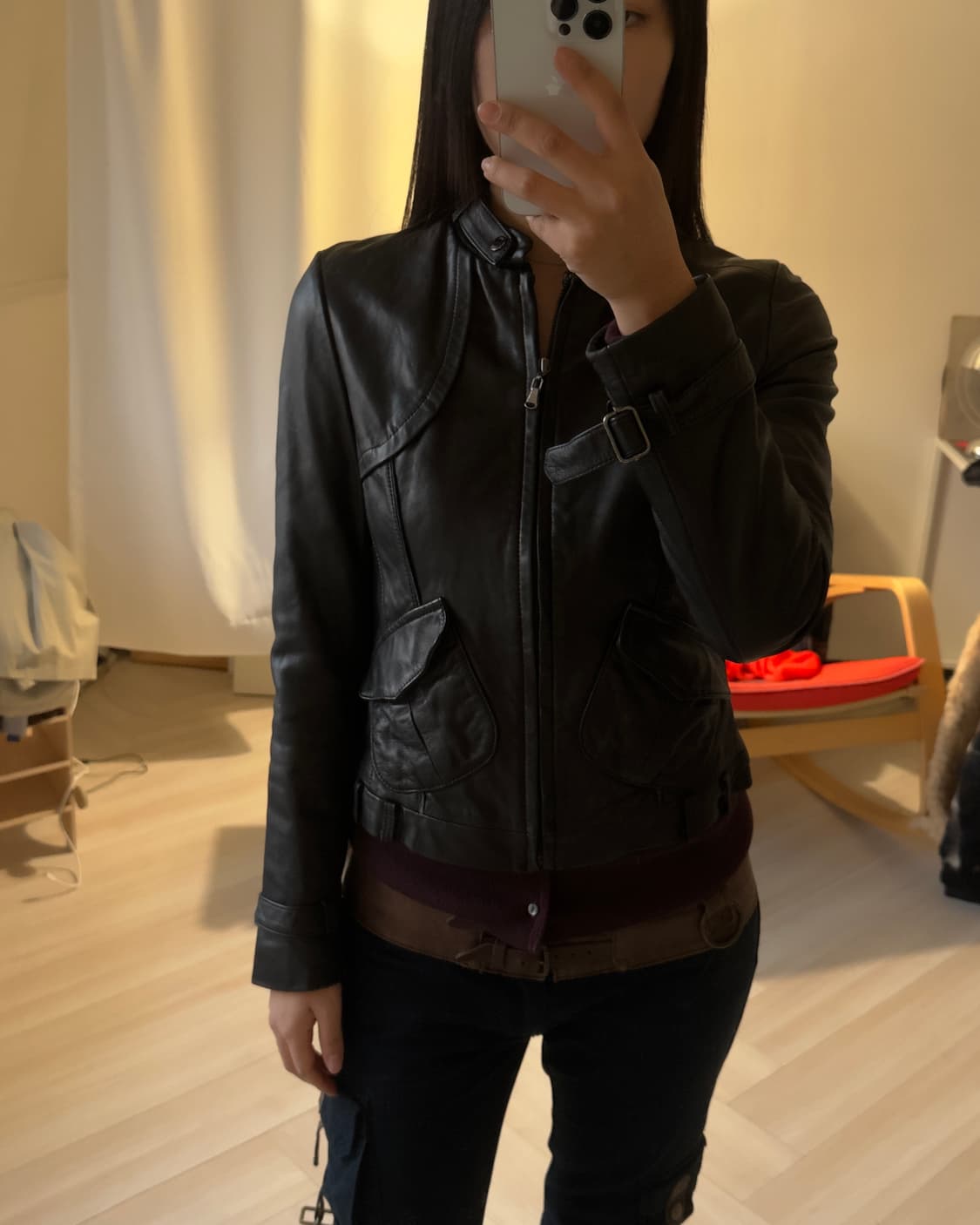 [Vintage] Belted Leather Moto Jacket 상품이미지6