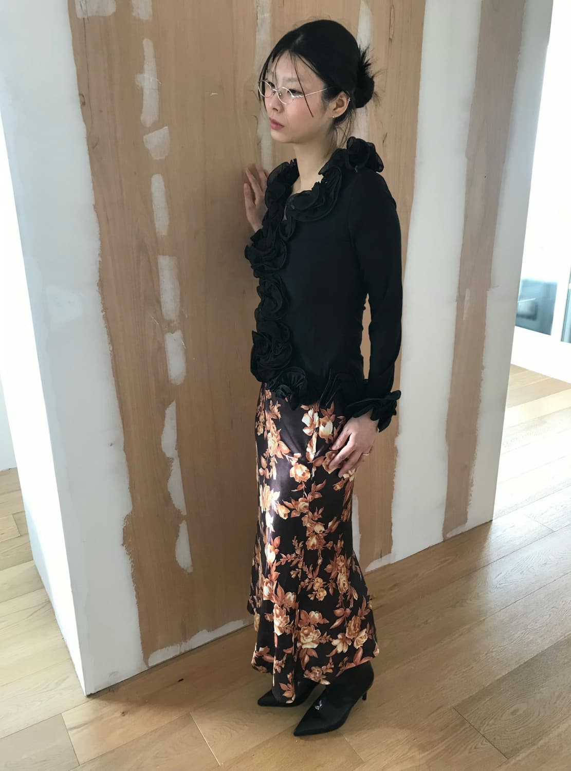 vintage black rose blouse 상품이미지3