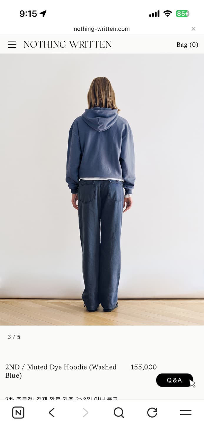 낫띵리튼 Muted Dye Hoodie (Washed Blue) 상품이미지2