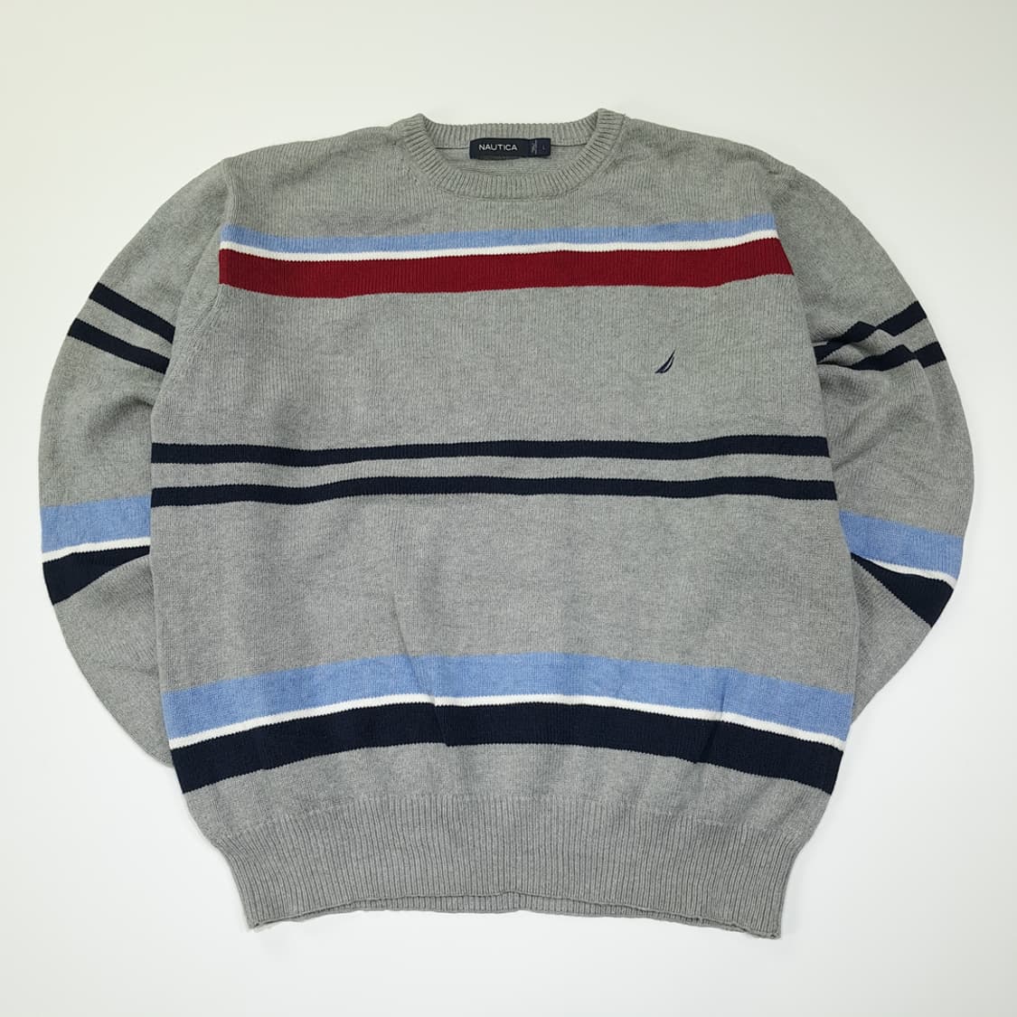 CL269 XL 노티카 90s 코튼 멀티스트라이프 그레이 니트 스웨터 상품이미지1