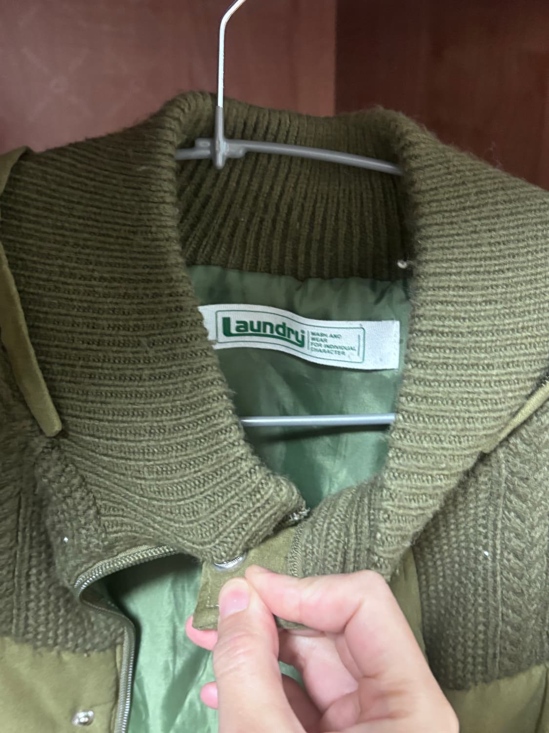 일본 빈티지 카키 니트 자켓 상품이미지4