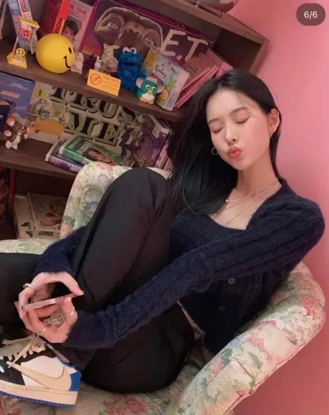 페일제이드 퍼 니트 탑&가디건 세트 네이비 상품이미지3