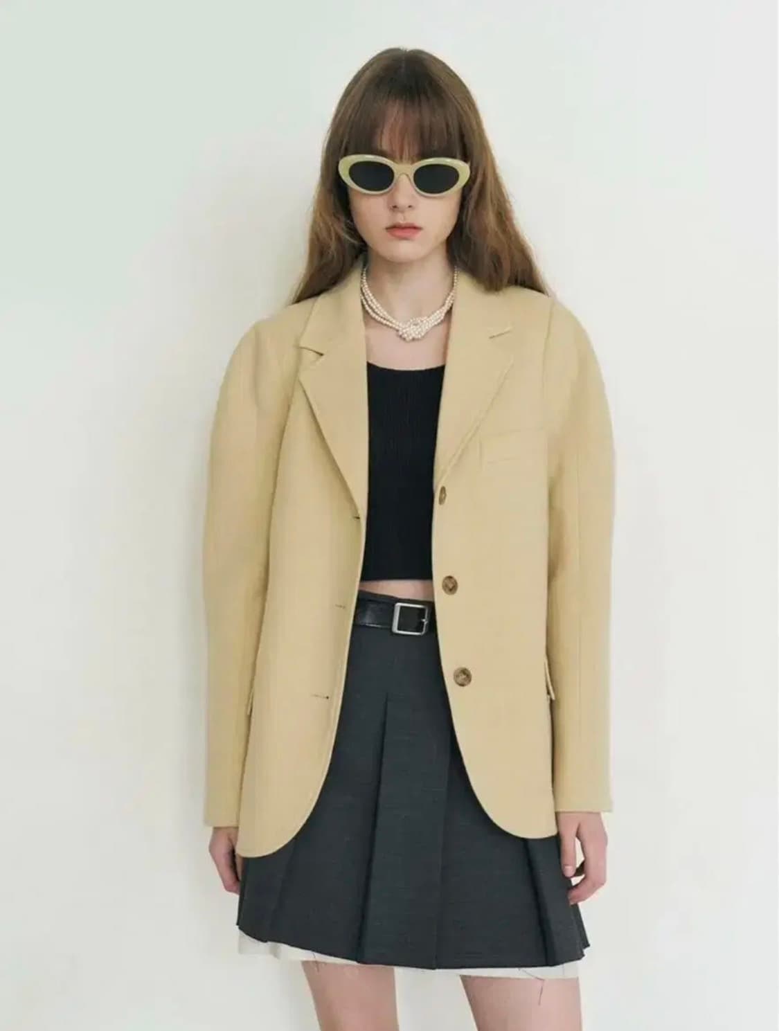 [마론에디션] 커스타드 울 블레이저 상품이미지1