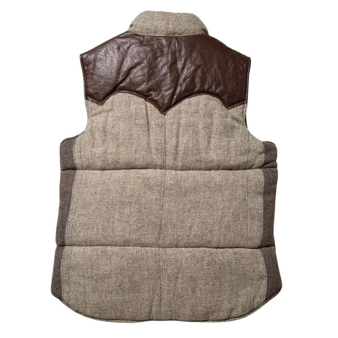 해리스 트위드 헤링본 레더 배색 웨스턴 패딩 베스트 상품이미지2