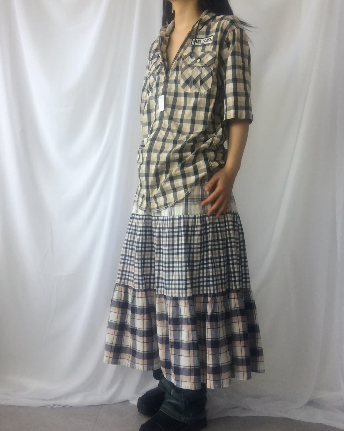Check pattern mixed skirt 상품이미지5