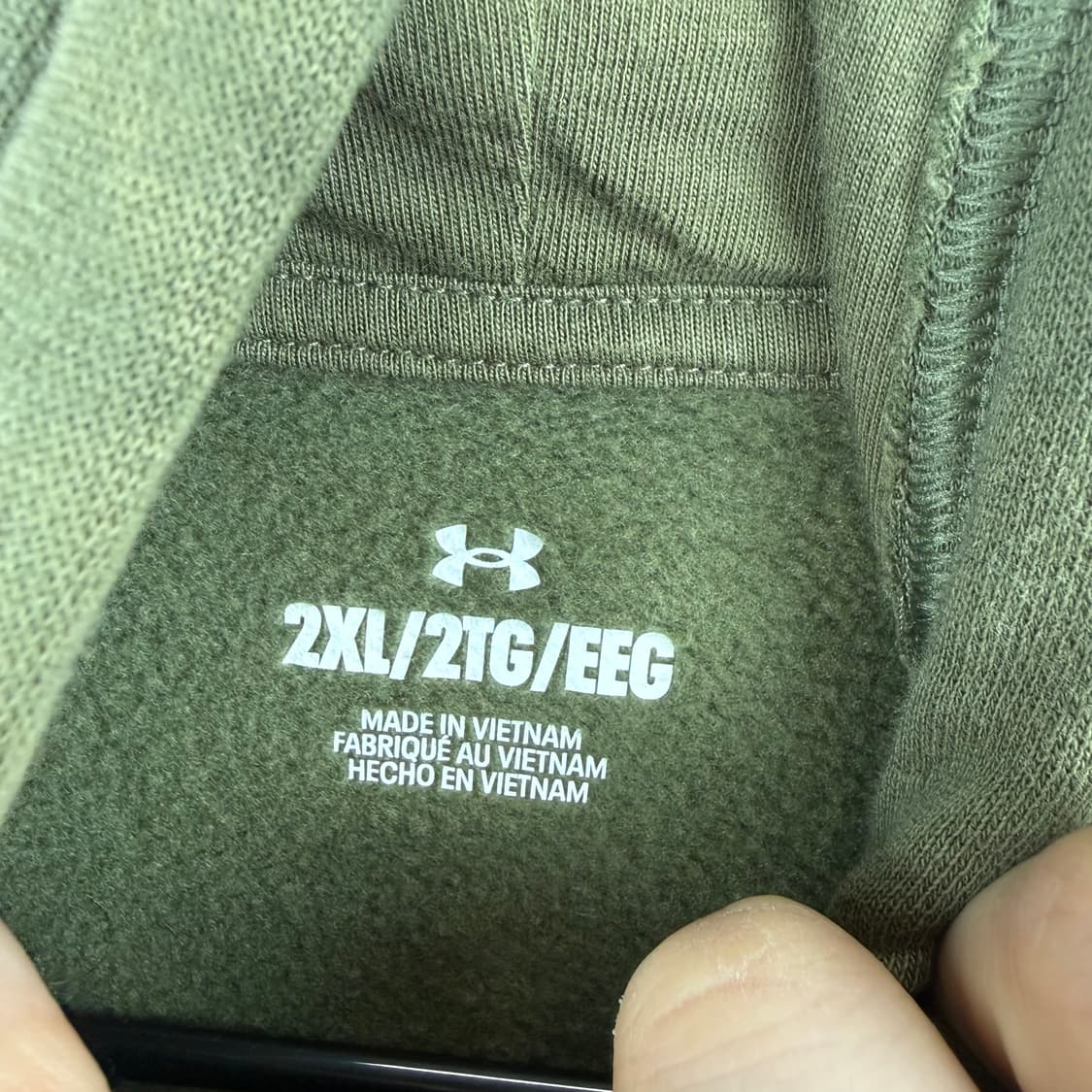 (2XL) 언더아머 자수로고 후드 티 카키 상품이미지4