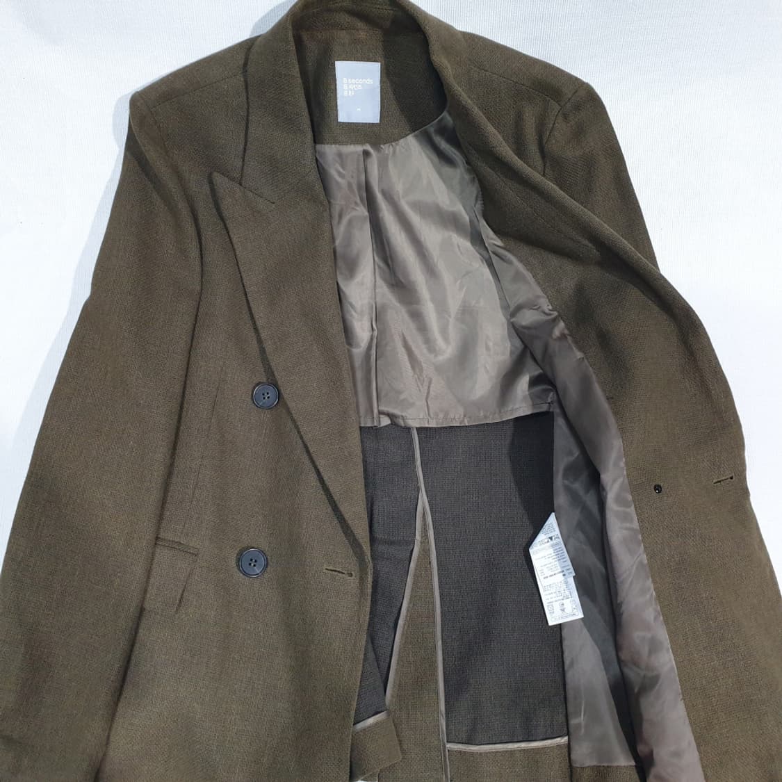 에잇세컨즈 카키 더블 버튼 린넨 자켓 90(M) 상품이미지6