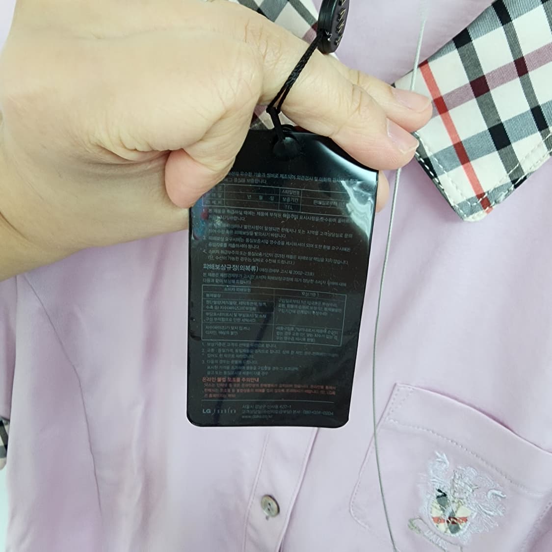 닥스 체크 배색 반팔 셔츠 핑크 상품이미지5