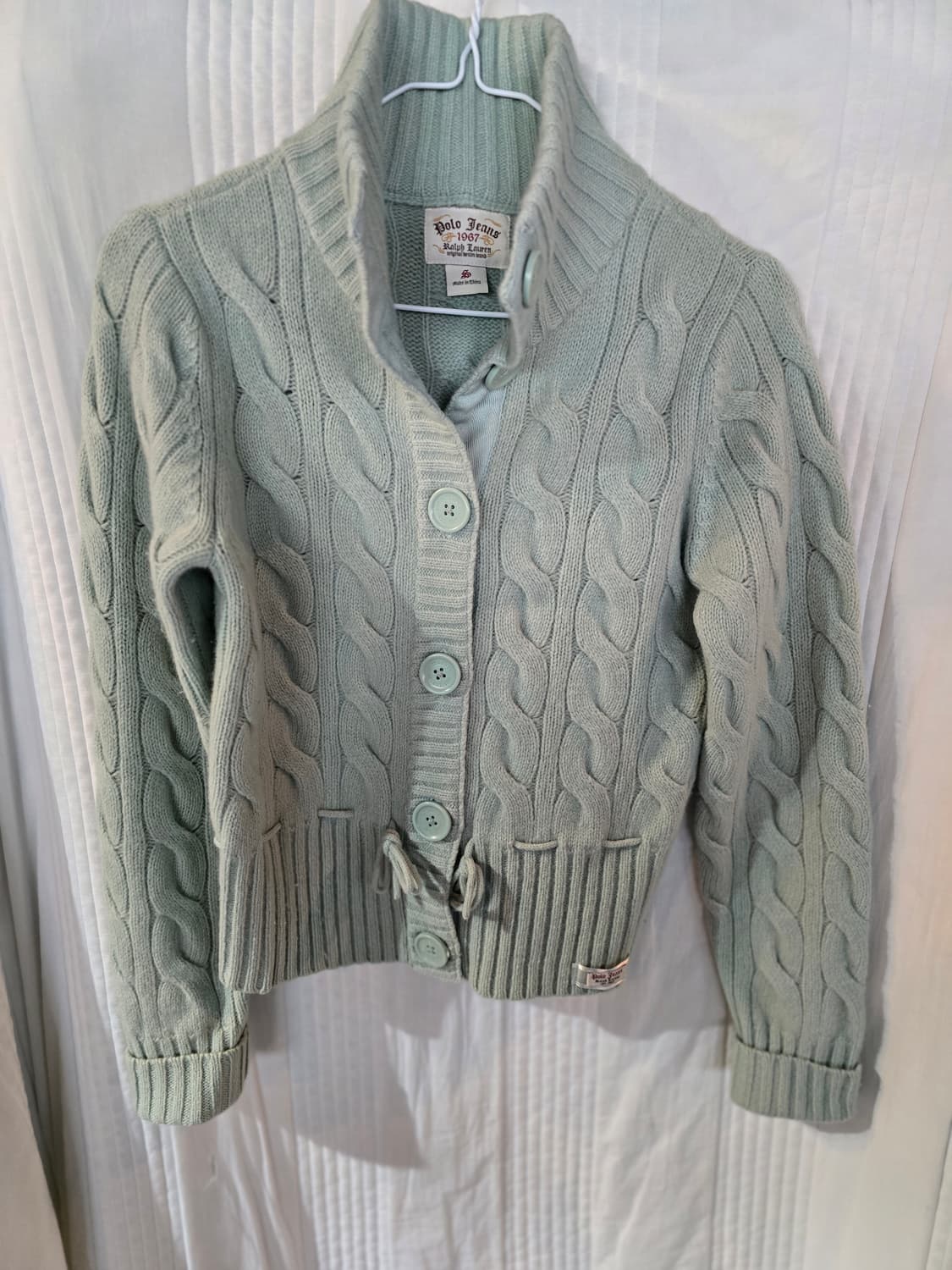 폴로 케이블 니트 가디건 민트 상품이미지2