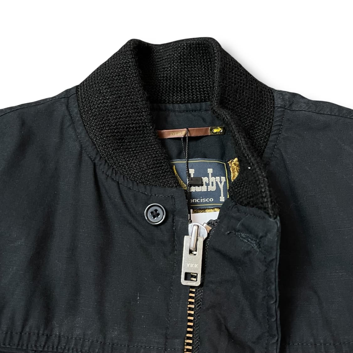 USA 블랙 폴리 코튼 헤비 봄버 자켓 점퍼 L 상품이미지3