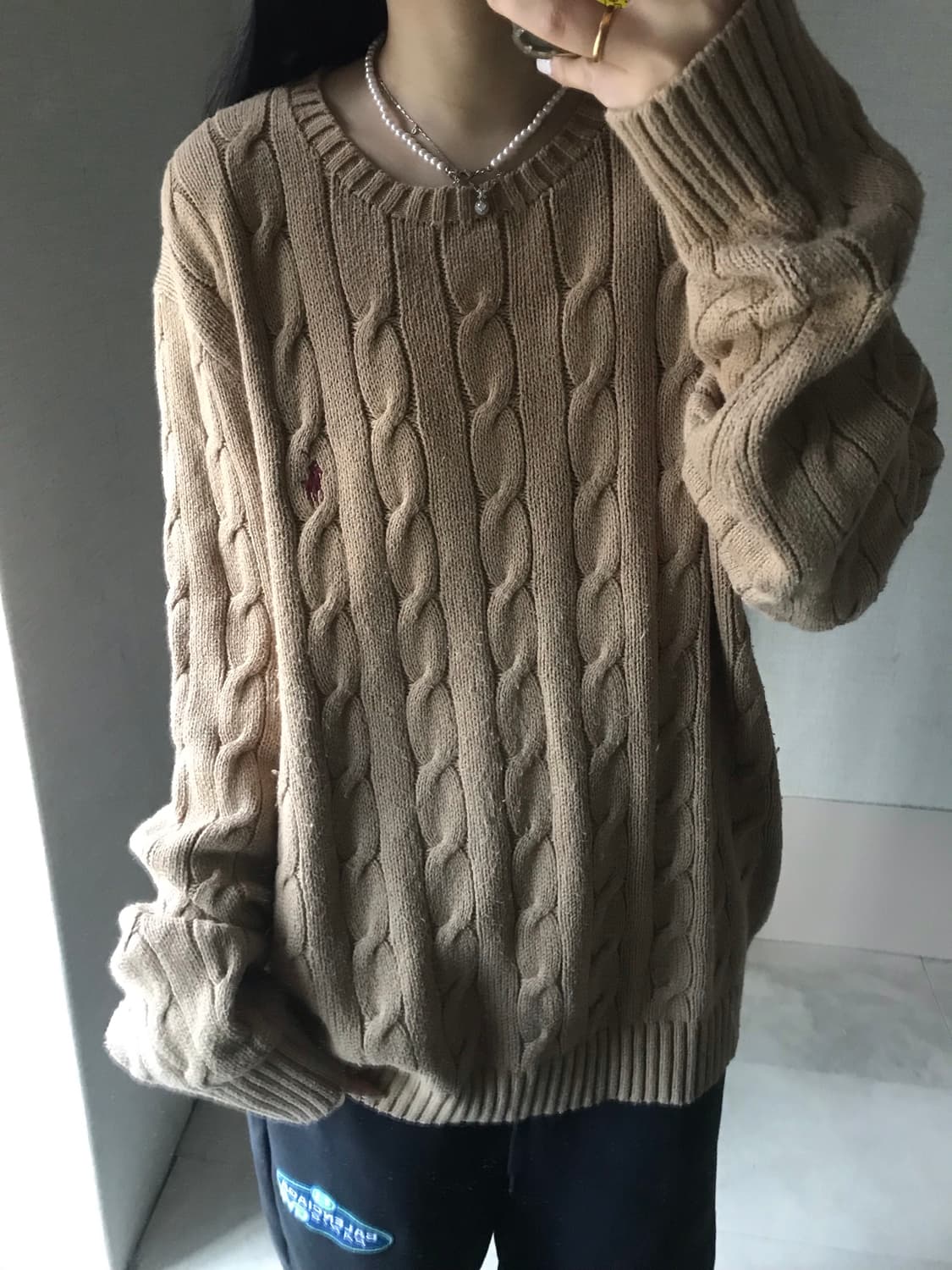 폴로 베이지 케이블 니트 상품이미지4