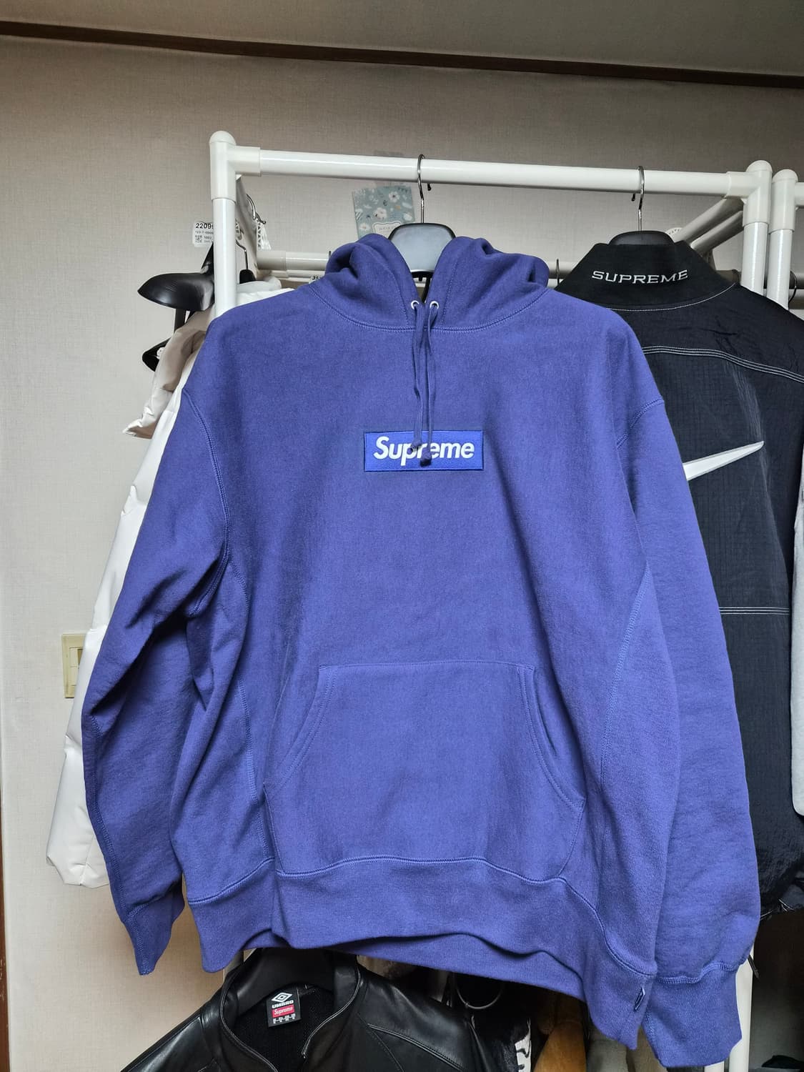 21FW 슈프림 박스로고 후드 (워시드 네이비) 상품이미지1