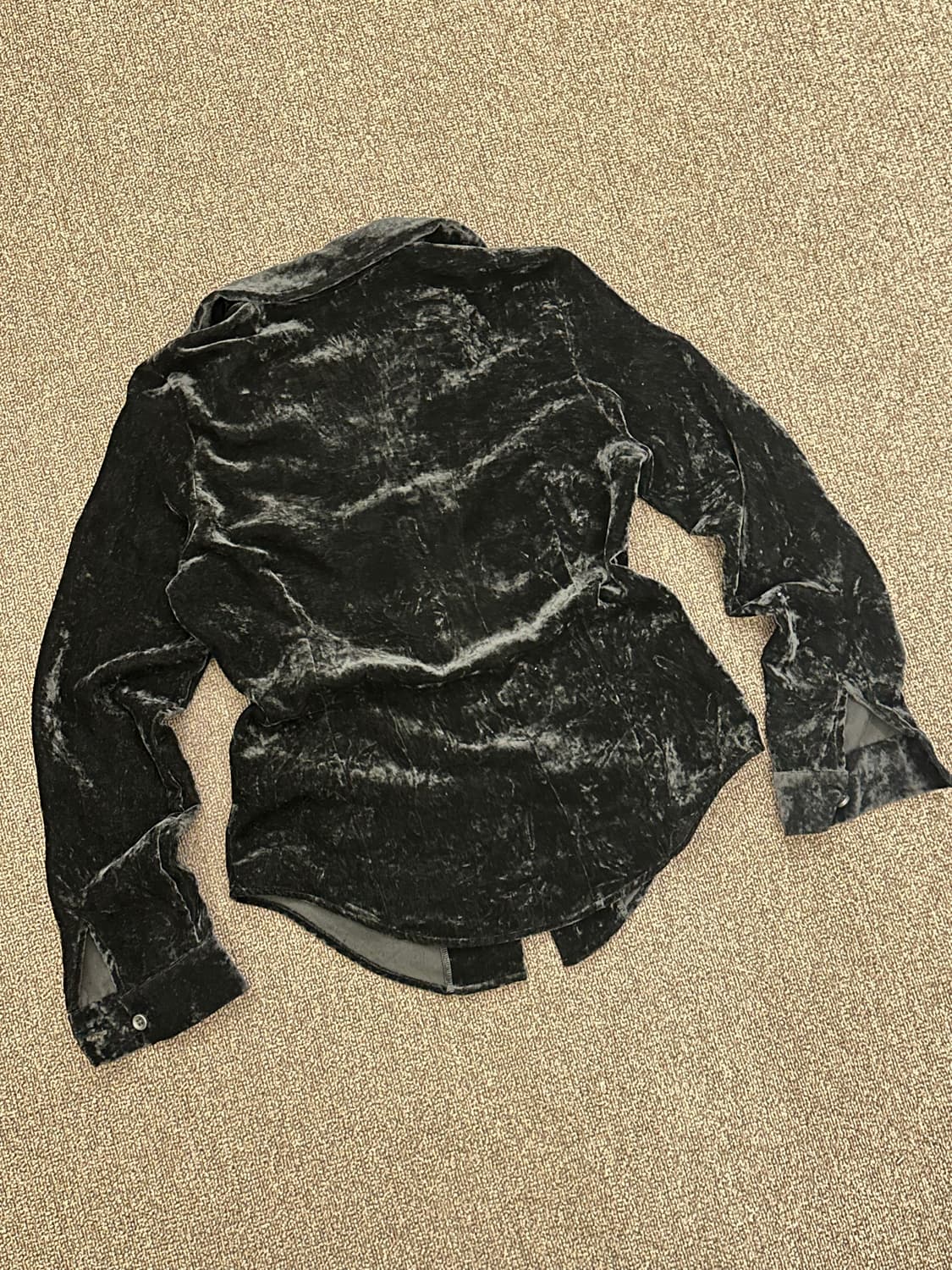 OS)재패니즈 빈티지 여성 블랙 벨벳 셔츠 상품이미지3