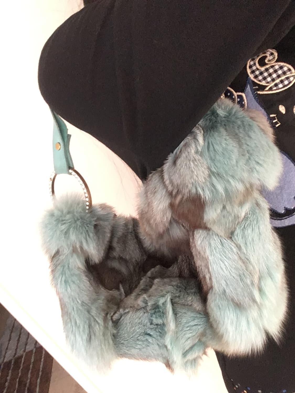 00s 리얼퍼 에메랄드 빅 큐빅 링 숄더백 y2k 오네갸루 상품이미지5