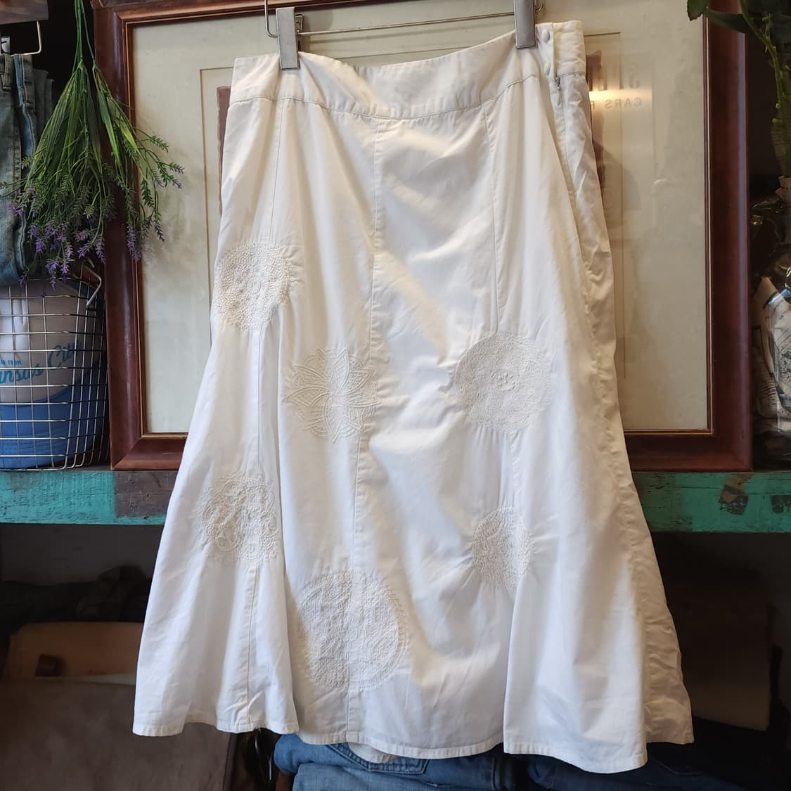 90s 빈티지 스커트 유럽  화이트 스커트 자수 스커트 상품이미지2