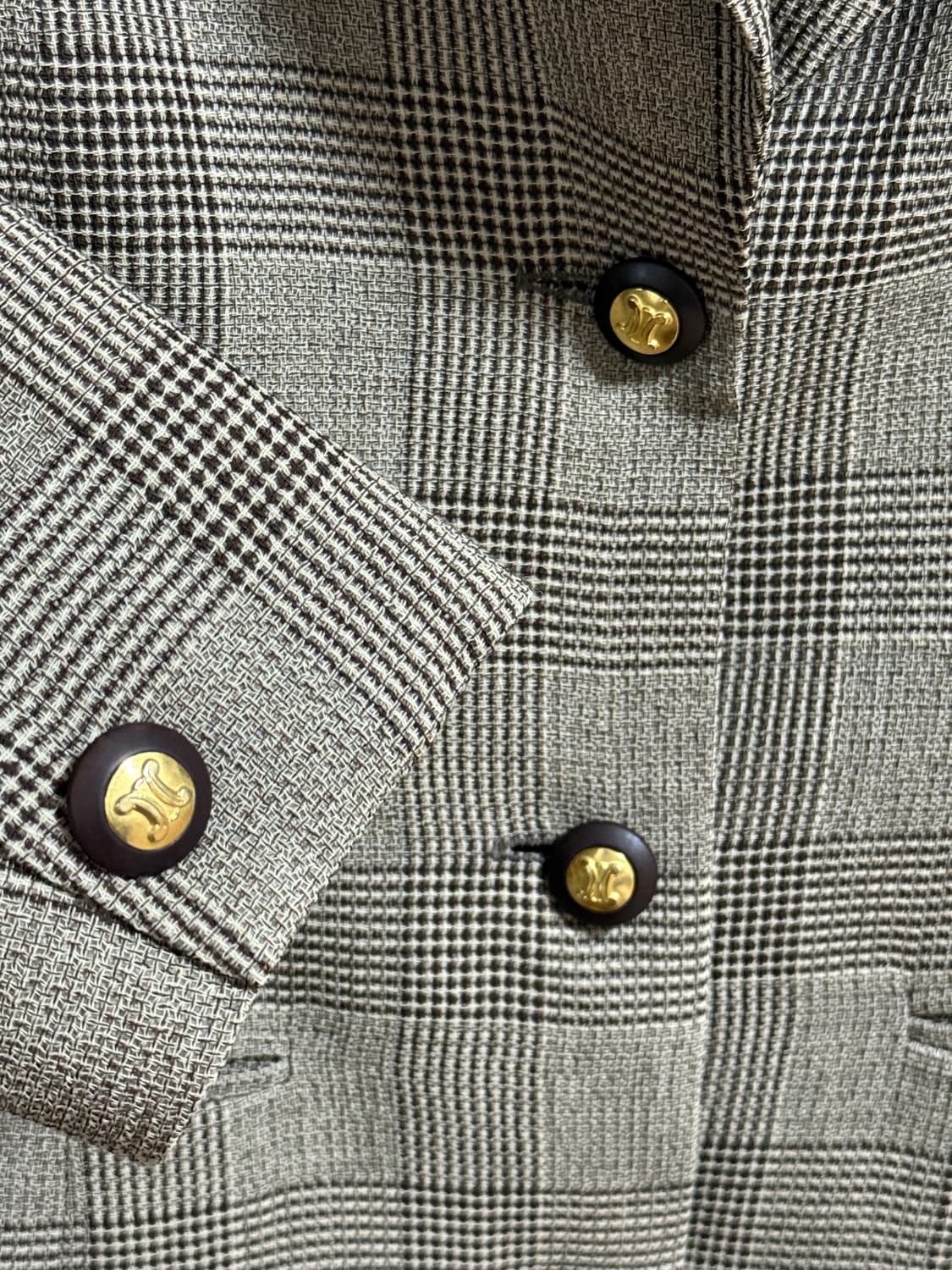 셀린느 빈티지 체크 자켓 브라운 40 상품이미지3