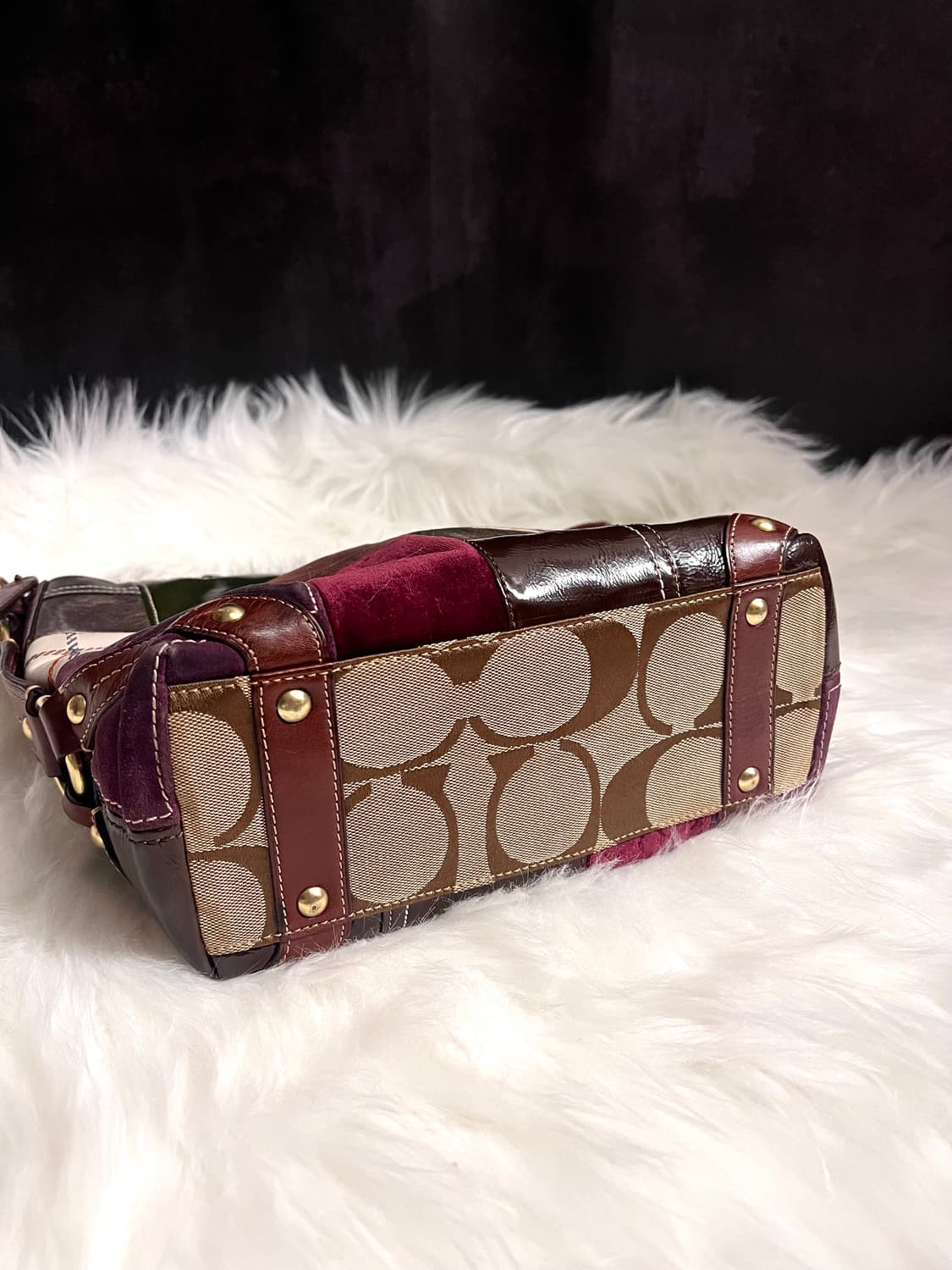 90s coach 패치워크 아카이브 레더 스웨이드 숄더백 토트백 상품이미지5