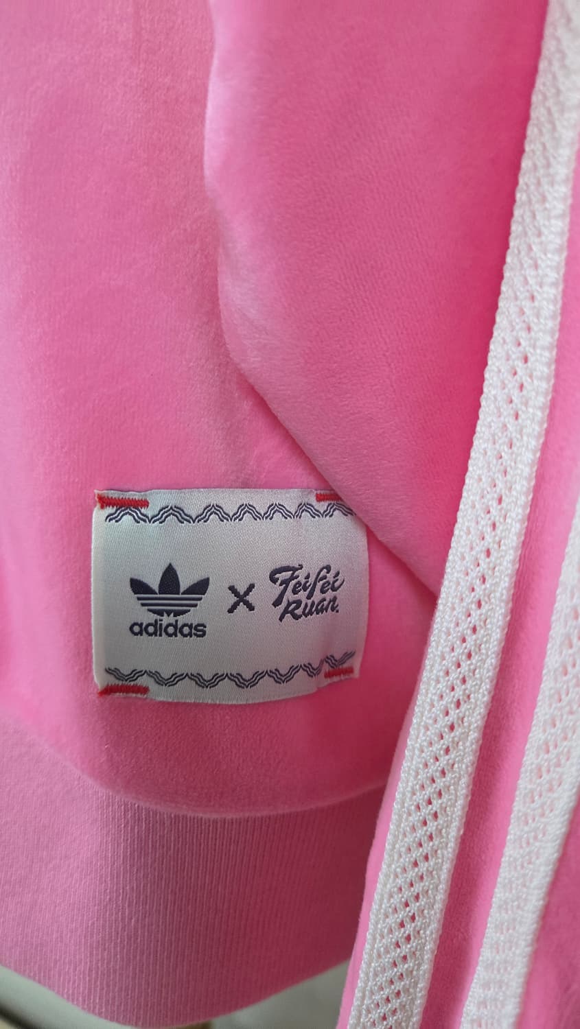 아디다스 X FeifeiRuan 벨루어 크롭 핑크 져지 트랙탑 상품이미지5