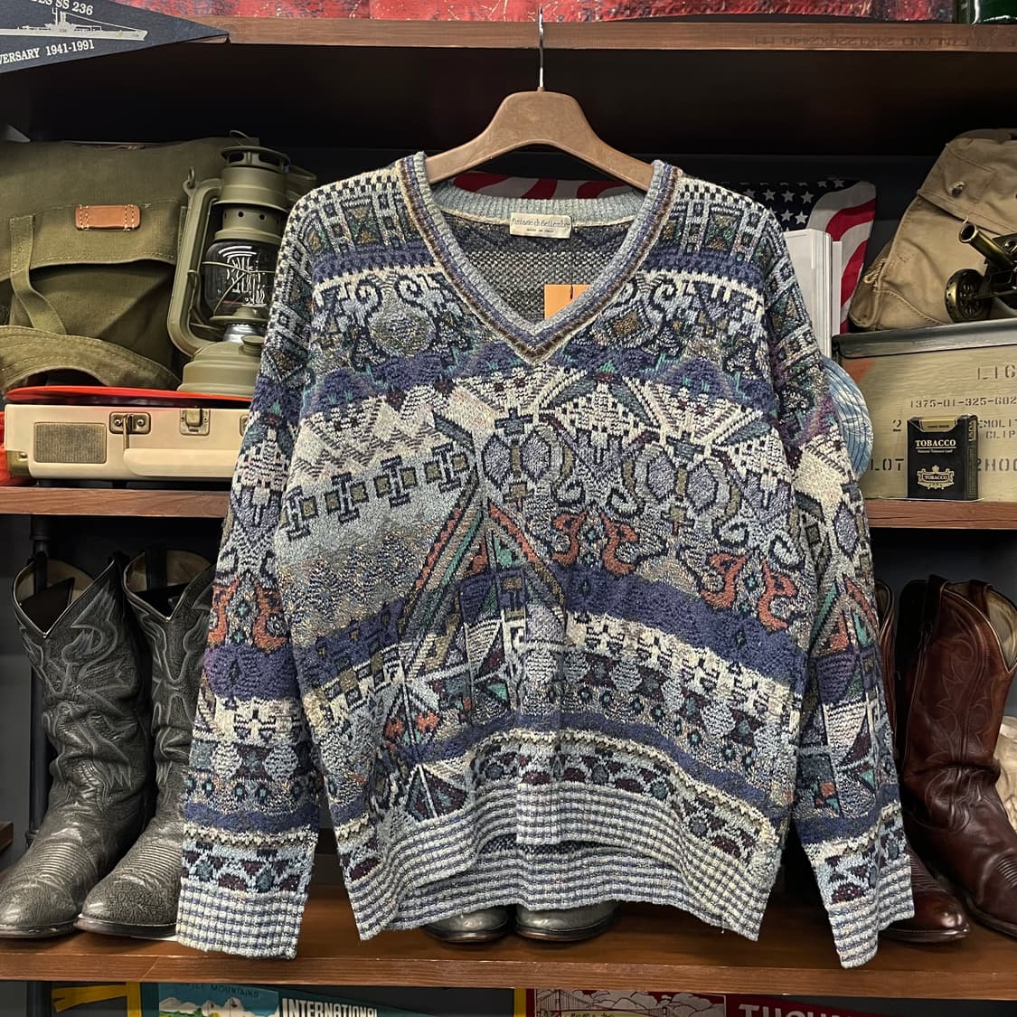 빈티지 에스닉 패턴 Made in Italy 니트 스웨터 N33 상품이미지1