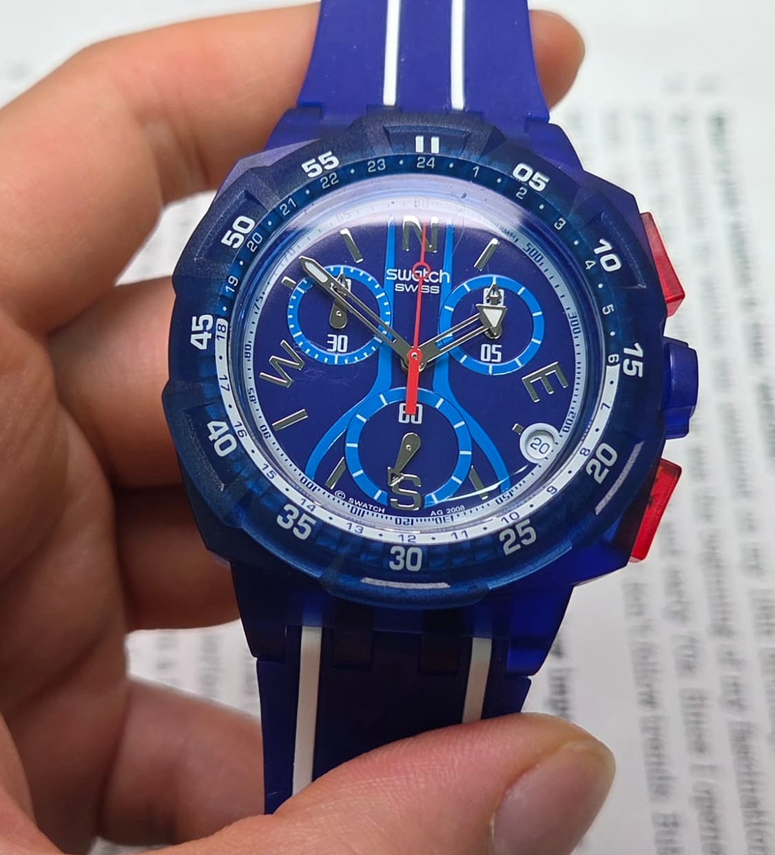 빈티지 스와치 크로노 윈드 블로커 SUIS400 블루청판 43mm 쿼츠 상품이미지3