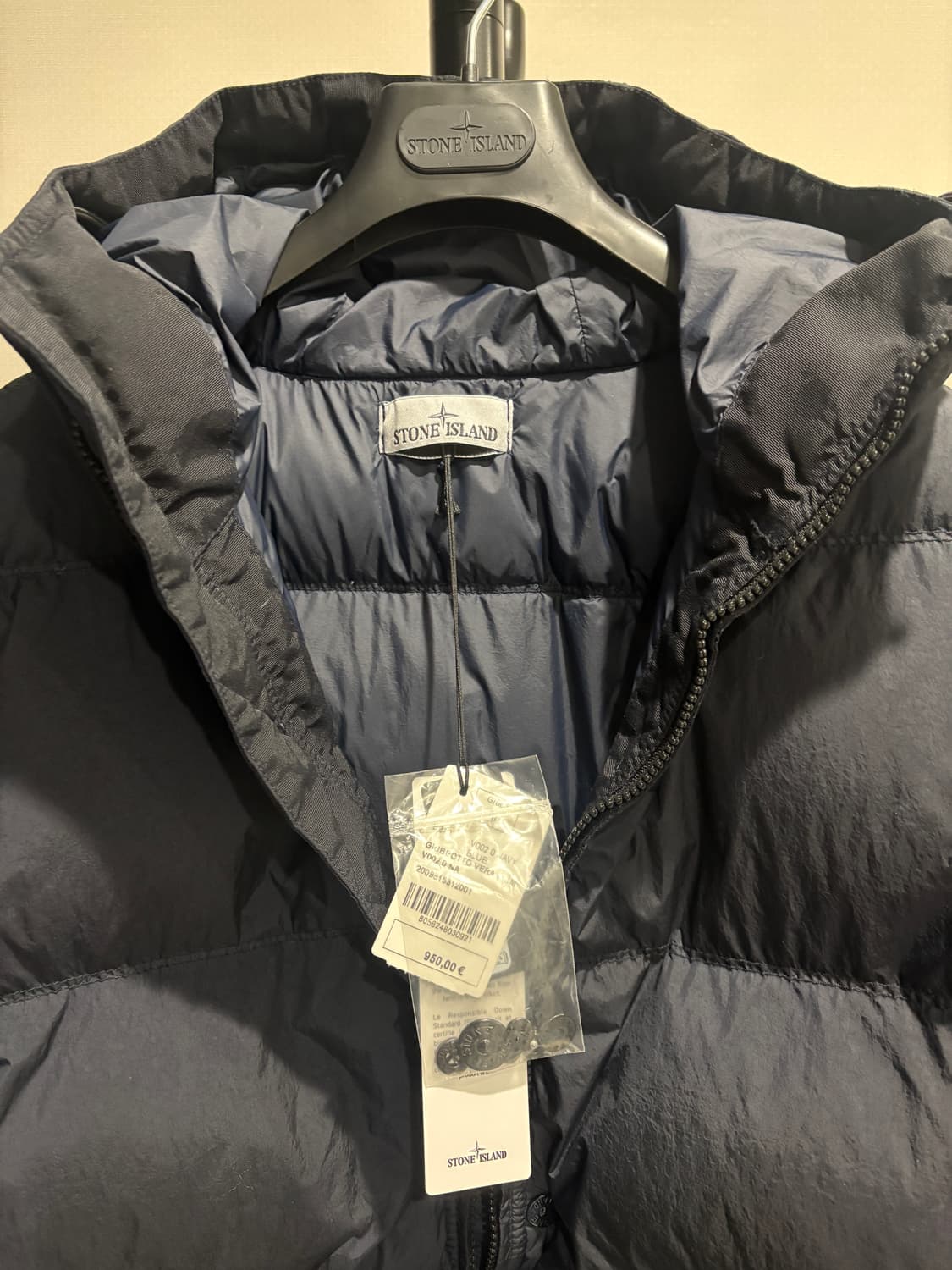 [풀구성/매장정품]24FW스톤아일랜드 크링클랩스 후드 다운자켓 M 네이비 상품이미지5