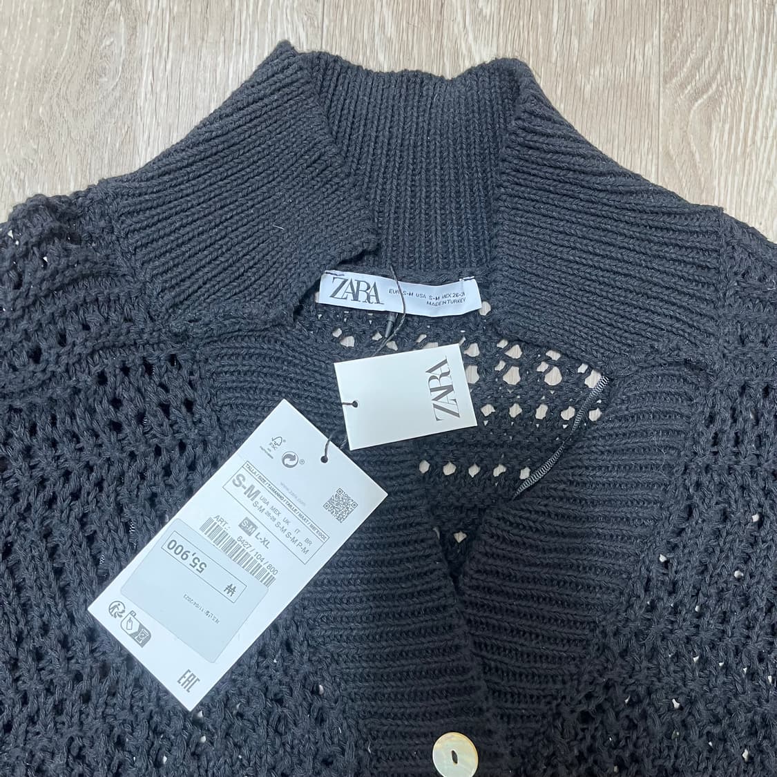 (신제품) 자라 여성 블랙 그물  시스루 빈팔 카라 S-M(90~95) 상품이미지2