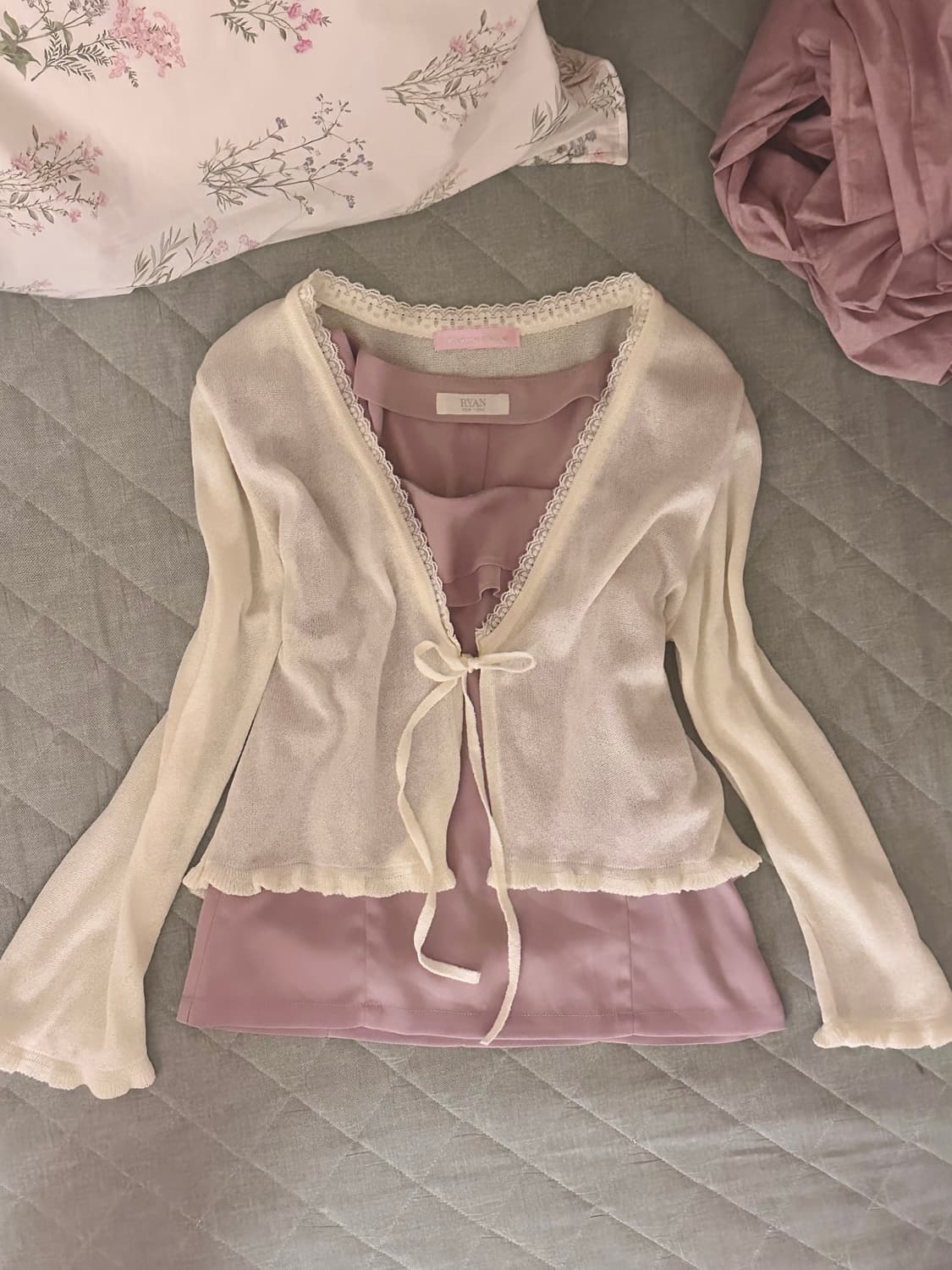 쉬폰 블라우스 가디건 코디 세트 페어리 상품이미지1