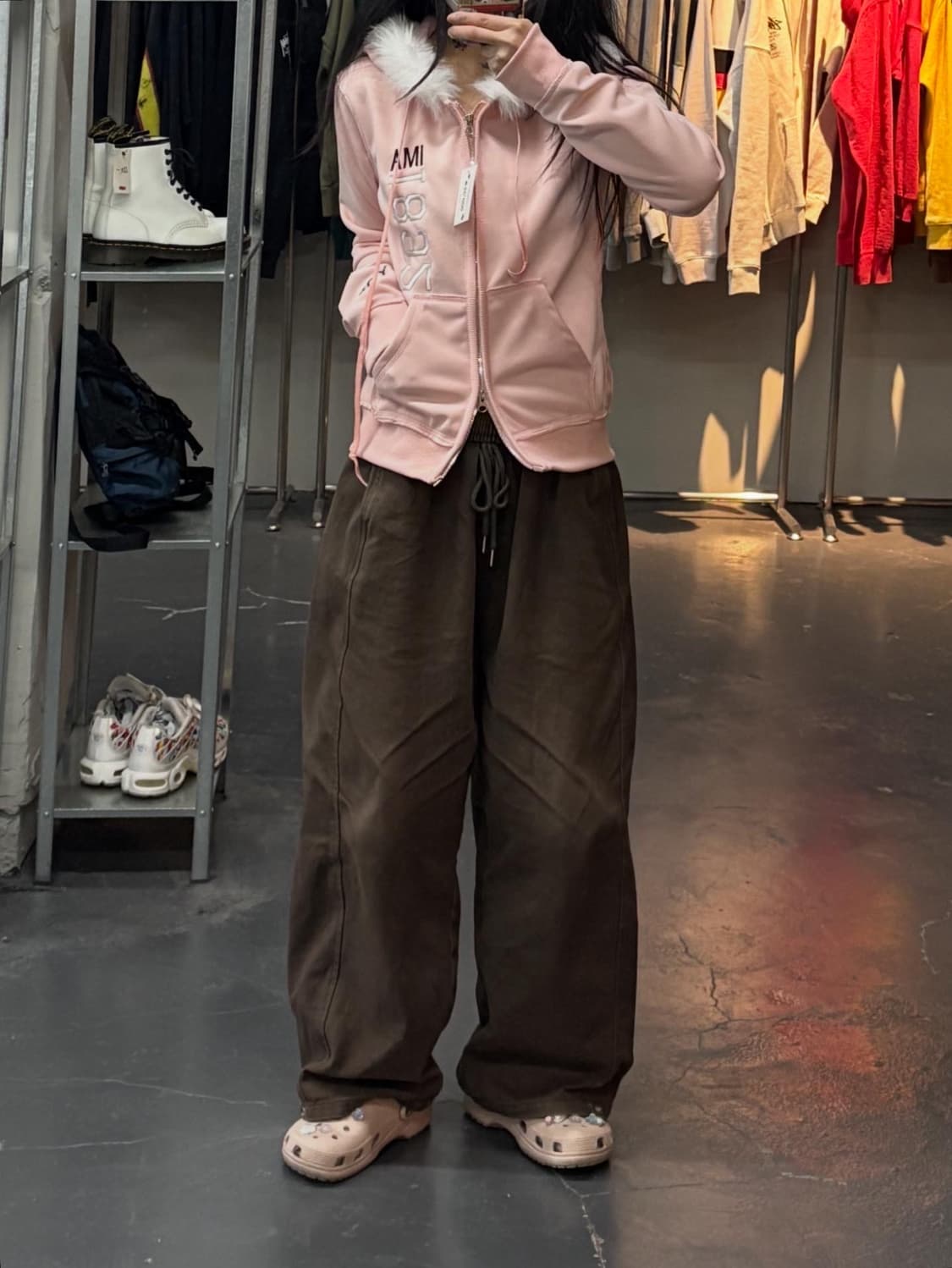 빈티지 y2k 핑크 퍼 후드집업 A3043 상품이미지1