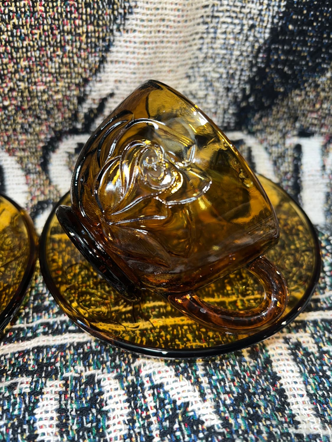 70s Korean Amber Rose Presses Glass Cup 상품이미지2